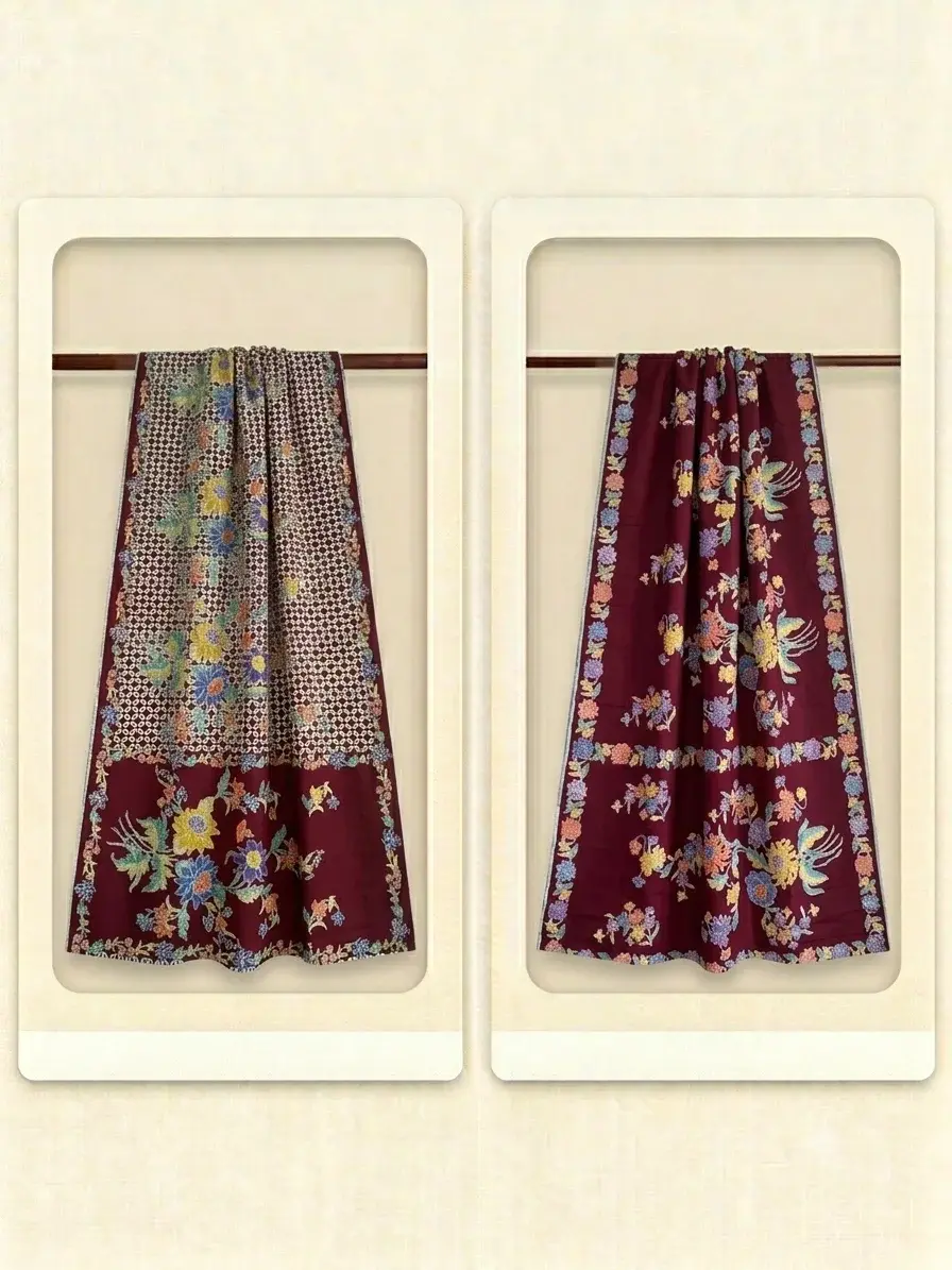 Koleksi Kusuma Encim – Batik Cap Encim motif Kawung dengan rangkaian bunga